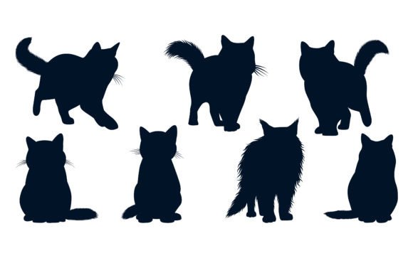 Animal Cat Silhouettes Vector Art: Creative Design Uses