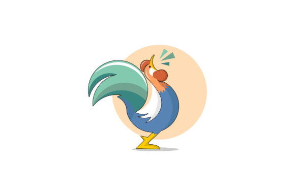 Charming Cartoon Rooster Animal Farm Illustration for Creative Projects