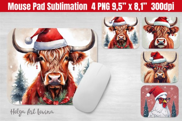 Christmas Mouse Pad with Charming Farm Animal Designs