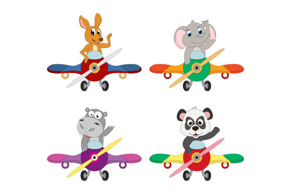 Cute Animal Cartoon with Airplane: A Playful Font for Whimsical Projects