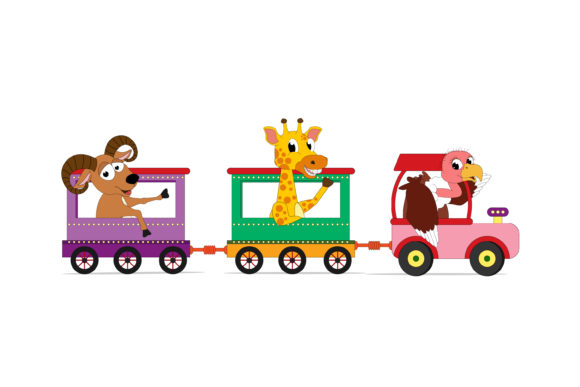 Cute Animal Cartoon with Train: A Playful Font for Creative Projects