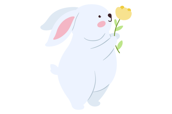 Cute Bunny with Flower: Spring Mascot for Your Brand