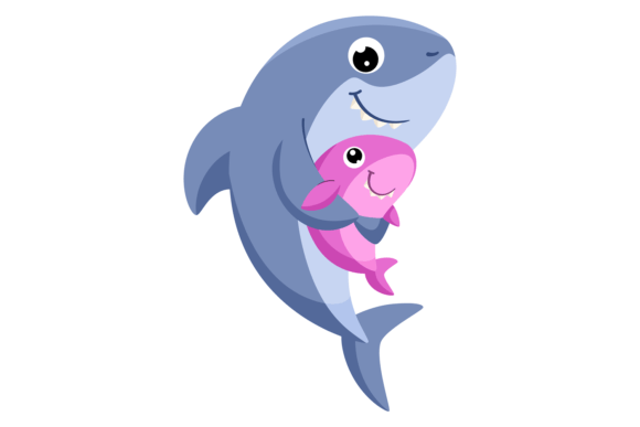 Cute Shark with Baby Animal: The Playful Cartoon Font