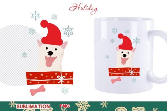 Holiday Funny Dog Christmas Animal PNG: Festive Design Fun