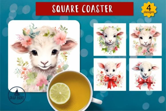 Lamb Watercolor Animal Coasters: Designing a Charming Easter